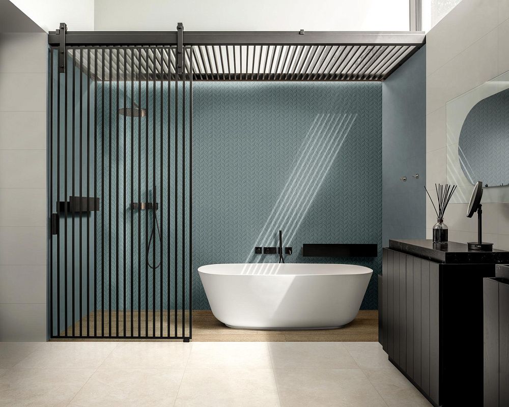 Struttura Foglia 3D Azzurro Rett 30x90