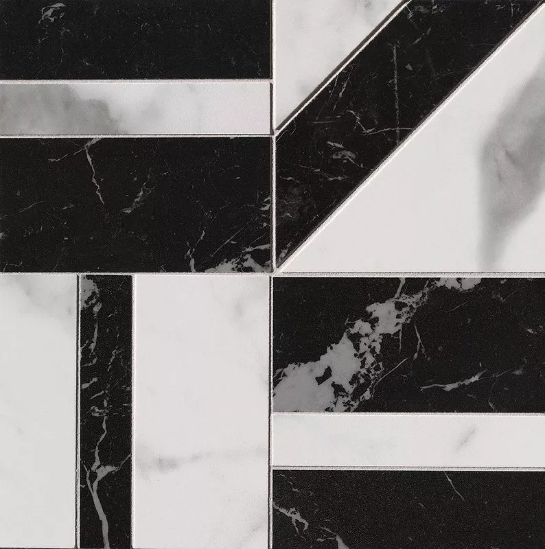 CARRARA NERO ELEGANTE DECO MOSAICO 30x30