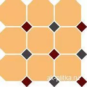 Ochre Yellow OCTAGON 21 Brick Red 20 + Black 14 Dots 30x30