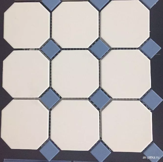 White OCTAGON 16 Blue Cobalt Dots 11 30x30